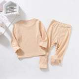 Spring Autumn Fall Winter Boys Girls Kids Cotton Clothes Set Rib Fabric Shirt + Pants Children Loungewear