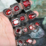 2022 Newest Prong Setting Zircon Stone Men Ring Vintage Titanium Stainless Steel Seal Rings Punk Male Jewelry Wholesale Anel