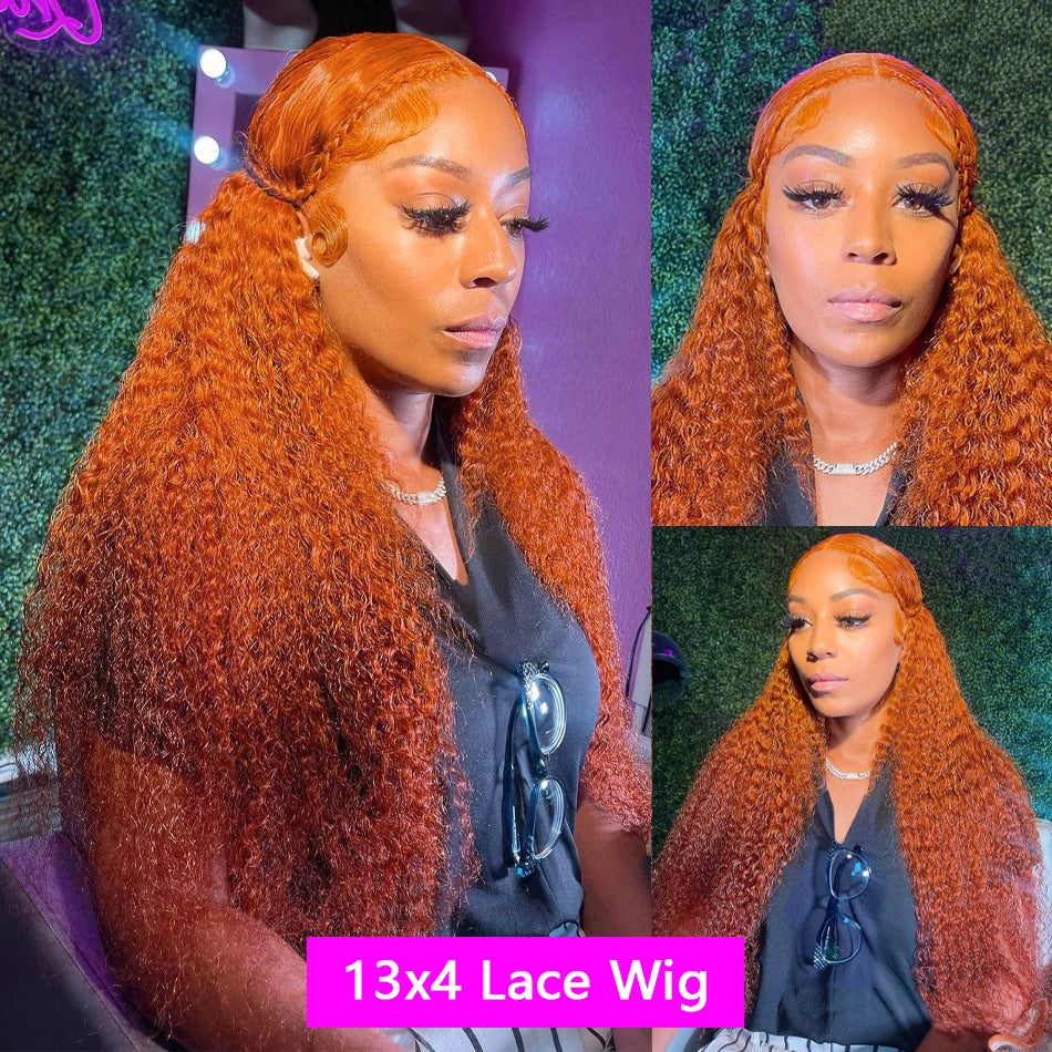 13x4 Deep Wave Orange Ginger Lace Front Wigs Human Hair For Women 13x6 Hd Glueless Lace Frontal Wig 4x4 Closure Human Hair Wig