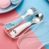 Baby Children Spoon Fork Set Cartoon Bear Stainless Steel Fork Spoon Kids Toddler Training Spoon Utensil Baby Feeding Cutlery