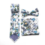 New Men's Floral Cotton Tie Three-Piece Necktie Bowtie Handkerchief Brooch For Groom Suit Wedding Cravat Shirt Accessory