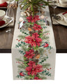 Modern Elegant Table Runner Eucalyptus Berries Robin Table Runner Christmas Wedding Decoration Tablecloth Home Party Decor