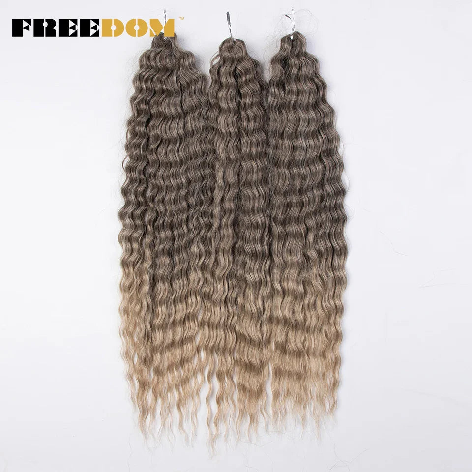 FREEDOM Synthetic Twist Crochet Curly Hair Ariel Water Wave Braid Hair Ombre Blonde Brown Green Blue Braiding Hair Extension