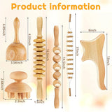 6 In 1 Wood Therapy Massage Tool Lymphatic Drainage Massager Anti Cellulite Fascia Massage Roller for Full Body Muscle relaxatio