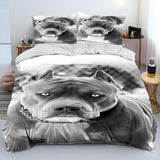 Cartoon Pitbull Dog Comforter Bedding Set,Duvet Cover Bed Set Quilt Cover Pillowcase,King Queen Size Bedding Set for Adult Child