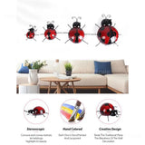 3D Metal Ladybugs Wall Mounted Decor Garden Creative Cute Insect Sculptures Outdoor Patio Lawn Fence Statues Decoration Supplies