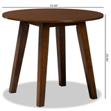 Ela Modern and Contemporary Walnut Brown Finished 35-Inch-Wide Round Wood Dining Table