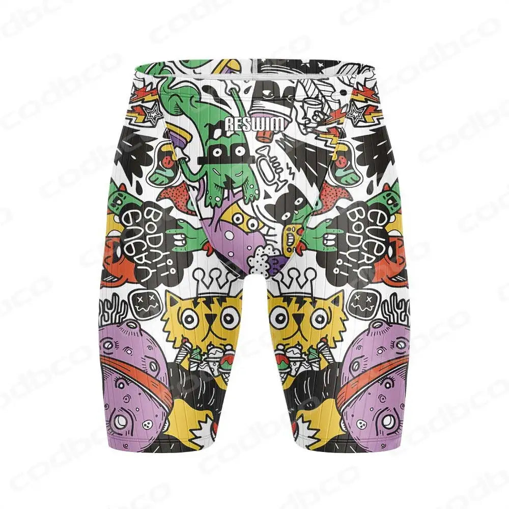 Summer Mens Swimming Tight Shorts Surf Jammers Swimwear New Beach Trunks Sports Training Pants Quick Dry Surfing Diving Swimsuit