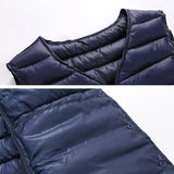 New Winter Men Down Cotton Vest Pocket Coat Sleeveless Puffer Vest Jacket Thin Warm Lightweight Down Jacket Waistcoat Unisex