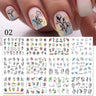 12 Designs Nail Stickers Set Mixed Floral Geometric Nail Art Water Transfer Decals Sliders Flower Leaves Manicures Decoration