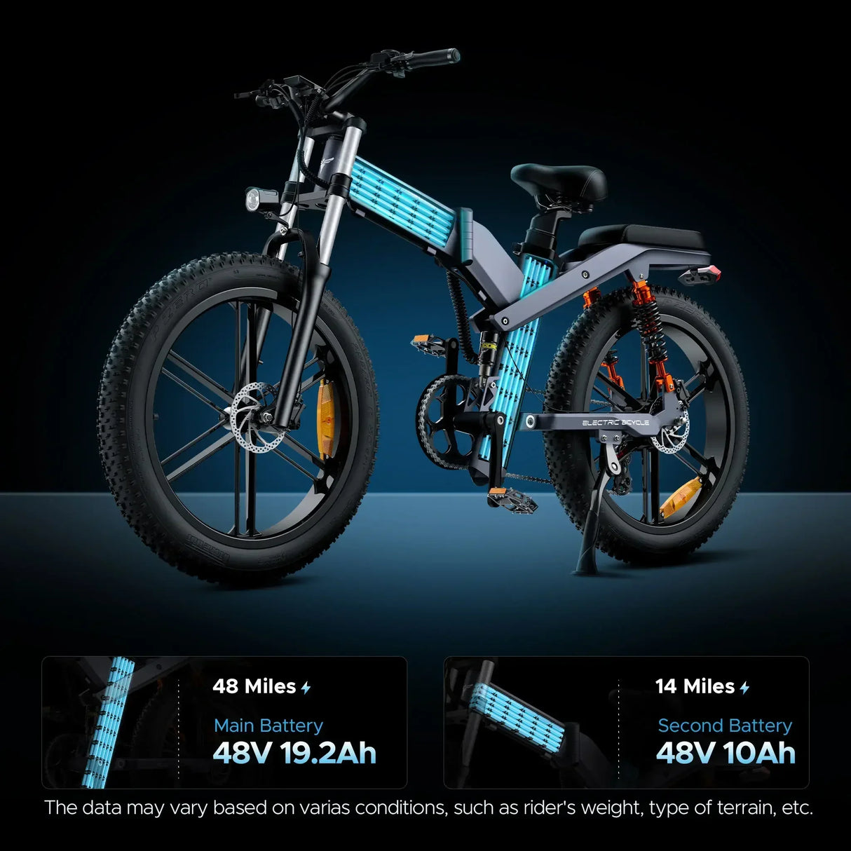 Electric Bike ENGWE X20 X24 X26 1000W Motor 48V29.2Ah Dual Battery Hydraulic Brake Electric bicycle 20*4Fat Tire Mountain E Bike