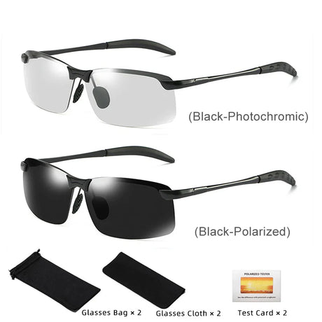 2PCS Photochromic Sunglasses Men Driving Chameleon Glasses Polarized Male Day Night Vision Driving Change Color Sun Glasses UV