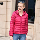 Winter Women Ultralight Thin Down Jacket White Duck Down Hooded Jackets Long Sleeve Warm Coat Parka Female Portable Outwear