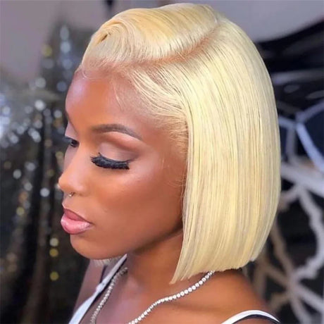 Blonde Bob Wigs Straight Short Human Hair 613 HD Lace Front Wigs Natural Hairline Pre Plucked Short Bob Wigs for Black Women