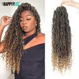 Goddess Locs Crochet Hair Curly Ends Synthetic Faux Locs Braids for Women Ombre Dreadlocks Pre-looped Braiding Hair Extensions