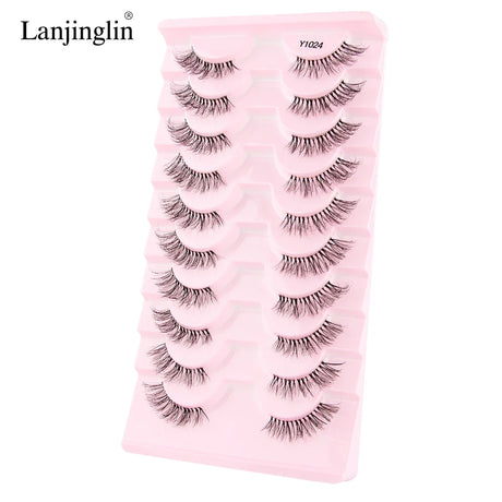 Half Eye Lashes 2/20 Boxes Natural Long Wholesale 3D Mink Lashes Clear Band Eyelash Extensions Makeup Tools Faux Cils maquillaje