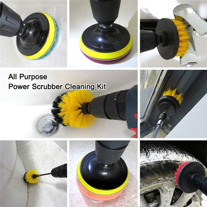 Electric Drillbrush Scrub Pads Grout Power Drills Scrubber Cleaning Brush Tub Car Cleaner Tools Kit for Automobile Care