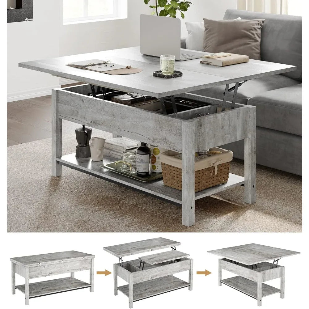 41.7“ Lift Top Coffee Table Converts to Dining Table for Dining Reception Room Gray Furniture Coffee Tables Luxury Design Living