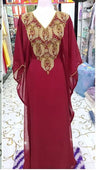 V-neck Kaftan Moroccan Dubai Caftan Abaya Fancy Long Crystal Beading Dress