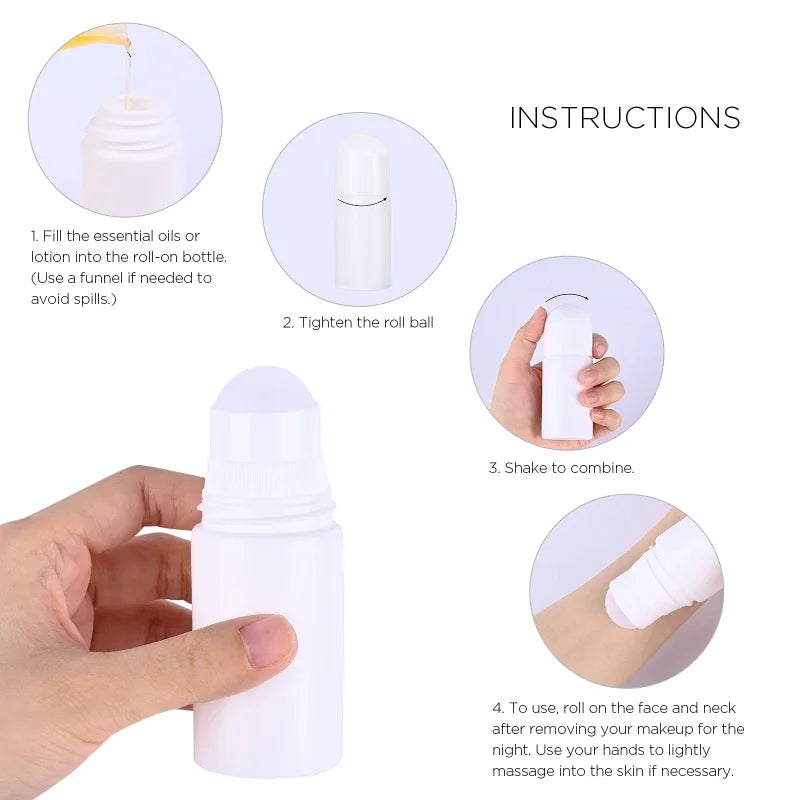 4pcs 30ml 50ml DIY Roll on Bottle Essential Oil Leak-proof Empty Refillable Reusable Bottles and Accessories Perfume Bottle