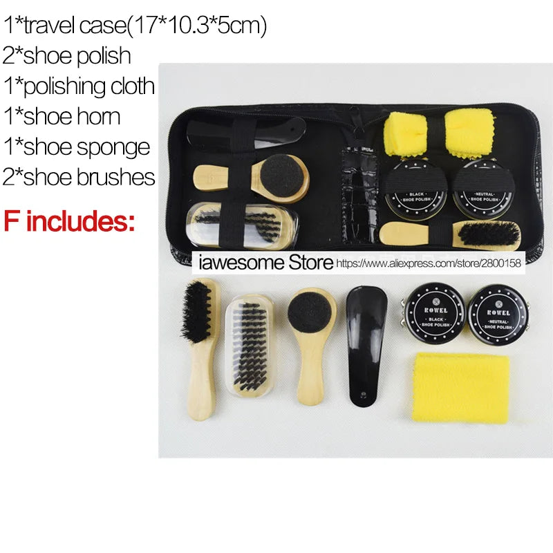 Professional Shoes Care Kit Portable For Boots Sneakers Cleaning Set Polish Brush horn Shine Polishing Tool For Leather Shoes