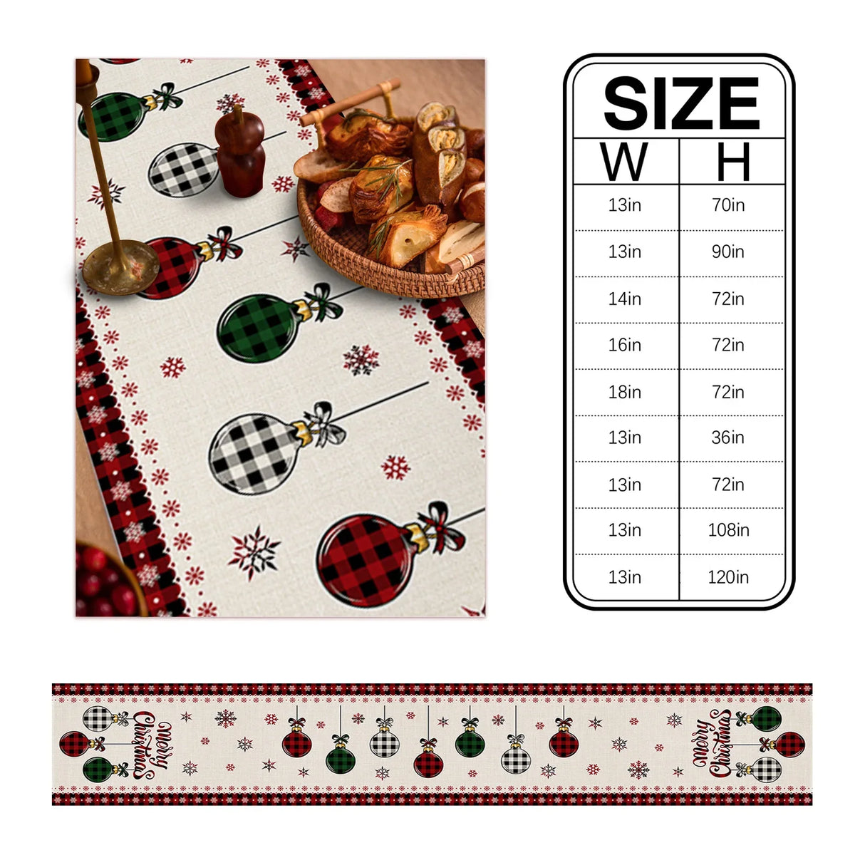 Merry Christmas Tree Ball Linen Table Runners Holiday Party Decor Reusable Dining Table Runenrs Wedding Navidad Decorations