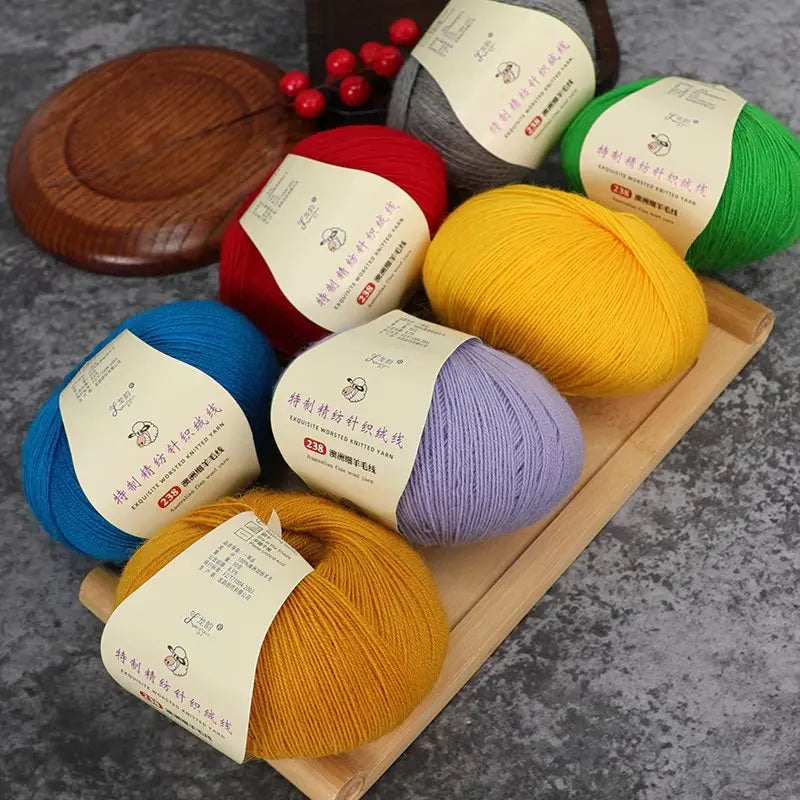 50g 100% Merino Wool Yarn Thin Yarn Soft Anti-pilling Eco-friendly High Quality for Hand Knitting Wool Crochet Knitting