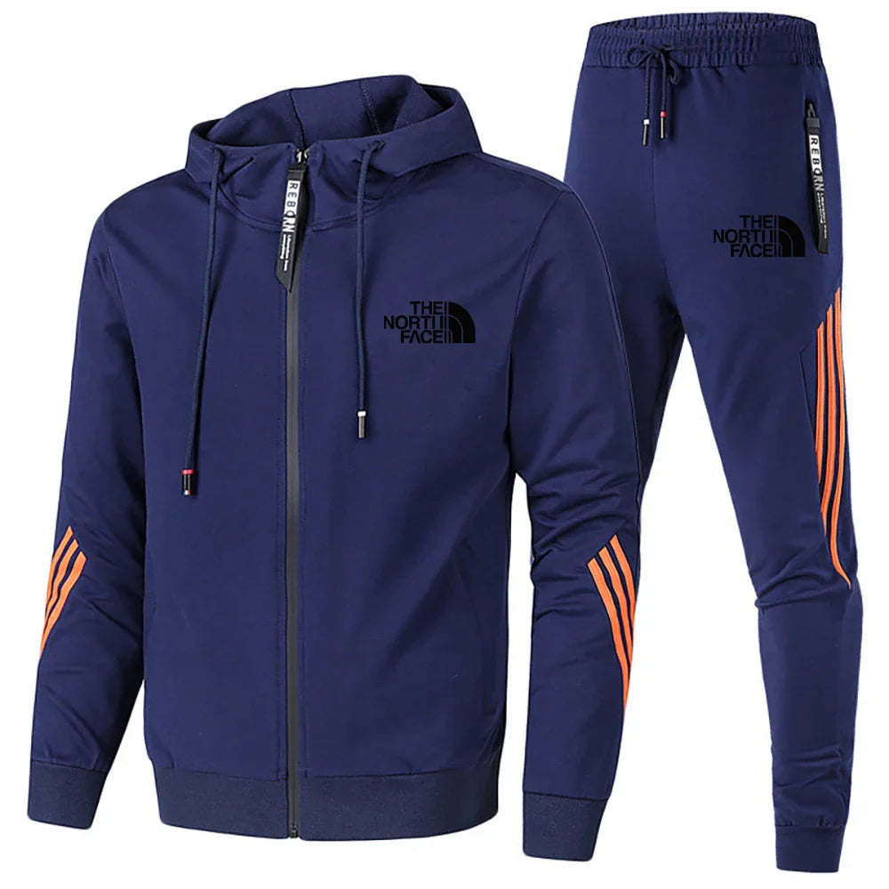 2024 Men's Winter Sports Suit Slim Fit Brand Sportswear Cardigan Long Sleeve High Quality Running 2 Piece Set +Sweatpants