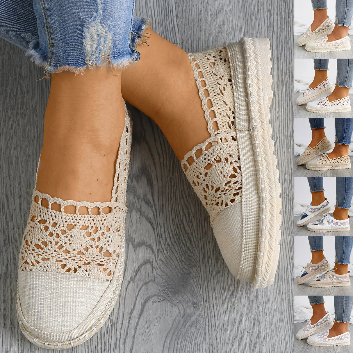 2023 New Lace Hollow Out Breathable Mesh Summer Flats Casual Crochet  Bohemia Shoes Platform Sneakers for Women Zapatillas Mujer