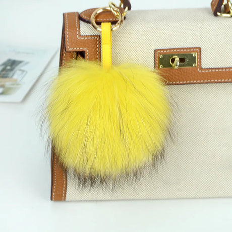 Big Size 15cm Real Fox Fur Ball Keychain Natural Raccon Fur Tassels Leather Strap Key Chain Ring Pendant For Women Charm f278