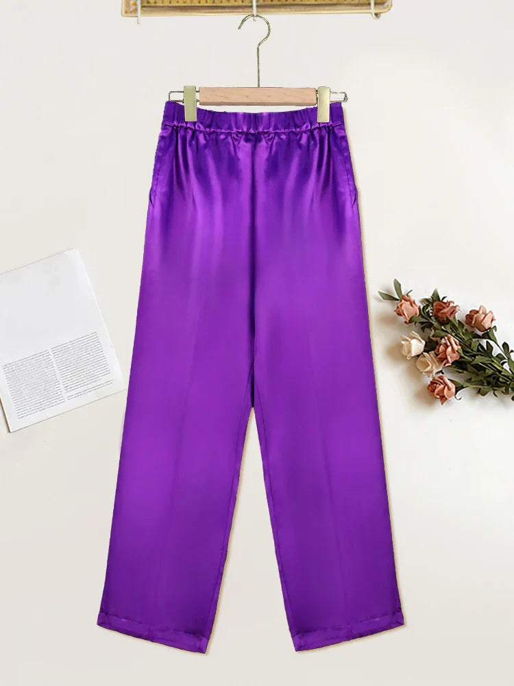 Plus Size 4XL Purple Pants High Elastic Waist  Zipper Fly Women Office Work Party Ankle Length Pencil Capris for Ladies Summer