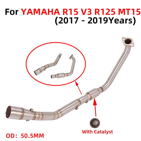 For YAMAHA YZF-R15 YZF R15 V3 R125 MT15 MT-15 2017 - 2021  Motorcycle Exhaust System Moto Escape Muffler Front Middle Link Pipe