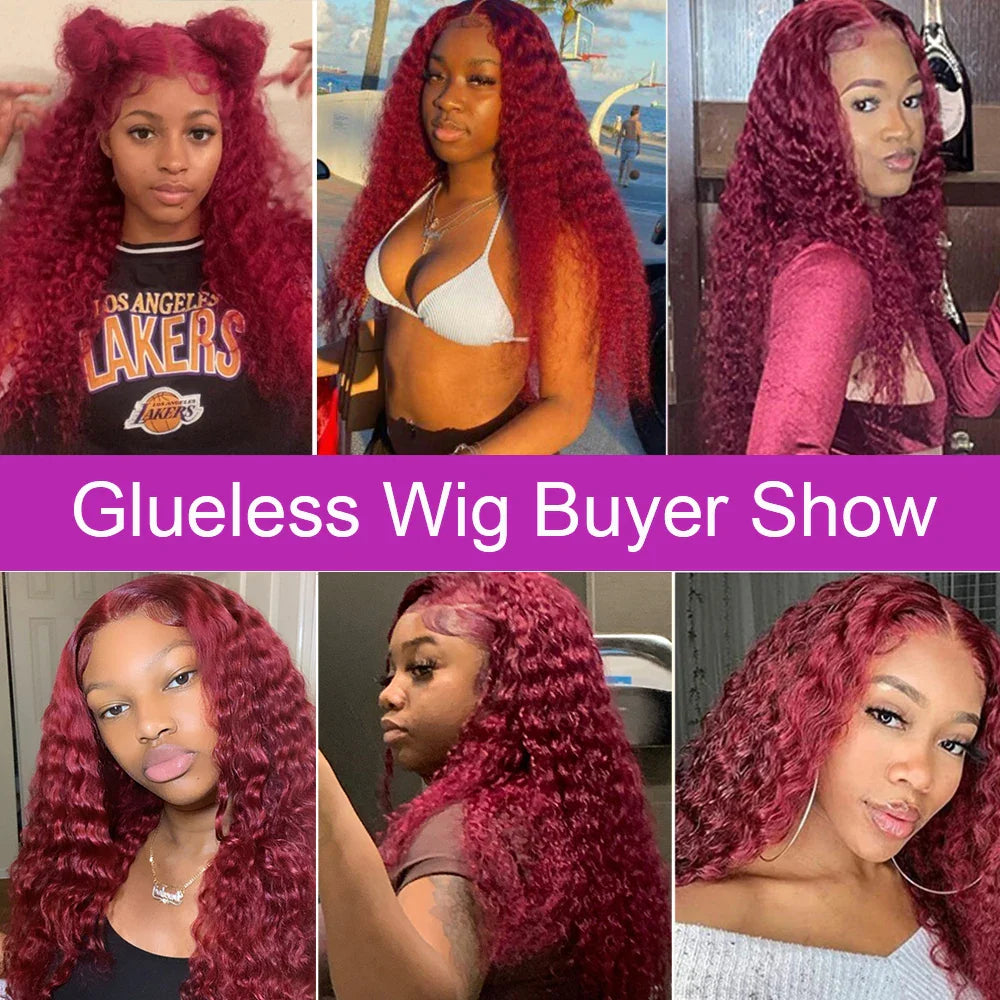 Deep Wave 99J Burgundy Lace Front Wig 13x4 Hd Lace Frontal Wig Water Wave Full Lace Wig Brazilian Glueless Human Hair PrePlucked