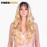 FREEDOM Synthetic Lace Front Wigs Body Wave Ombre Blonde Brown Ginger Lace Wigs For Black Women Heat Resistant Cosplay Wigs