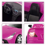 61pcs Set Cool 2-Seater Vehicle Pink Car with Stylish Travel Clothes and Accessories for Doll Kids Gift Toys for 3+ Years Old