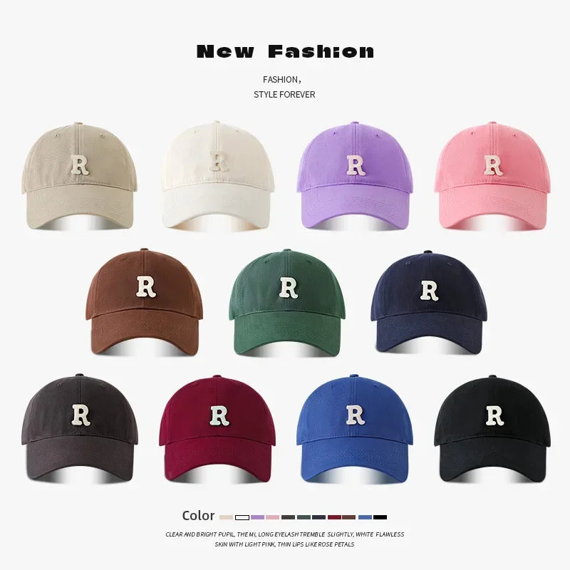 60-65cm 63-70cm Big Head Baseball Cap Men Women Soft Top Cotton Large Size Hat R Letter 2023 Fashion