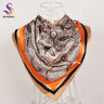 BYSIFA| Fall Winter Elegant Floral Design Scarves Shawls New Green Orange Square Silk Scarf 90*90cm Women Neck Head Scarf Hijab