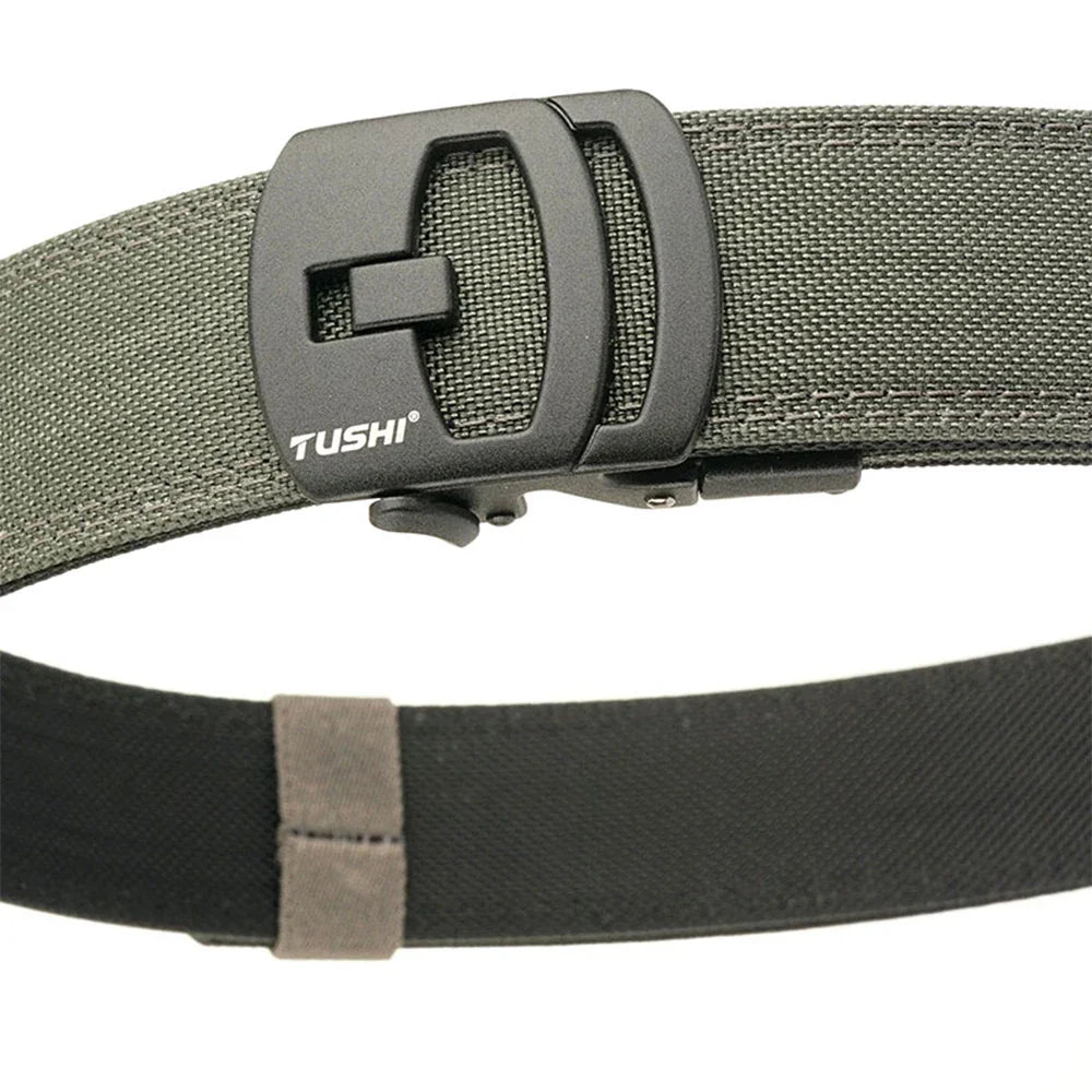 TUSHI New Military New Belt For Men Sturdy Nylon Metal Automatic Buckle Police Gun Belt Tactical Outdoor Girdle IPSC Accessories