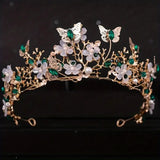 Handmade Bridal Pearl Rhinestone Crown Tiara Butterfly Floral Crown Wedding Gift Floral Design Crown Hair Accessories