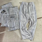 New style  Purple Stripe Needles Sweatpants Men Women White Embroidered Butterfly Awge Needles Drawstring Track Pants