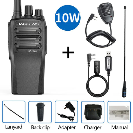 Baofeng-BF-1909 Two-Way Radio, Long Range Professional Walkie Talkie, Portable Communicator Radio for Hunting TypeC 4800mAh, 10W