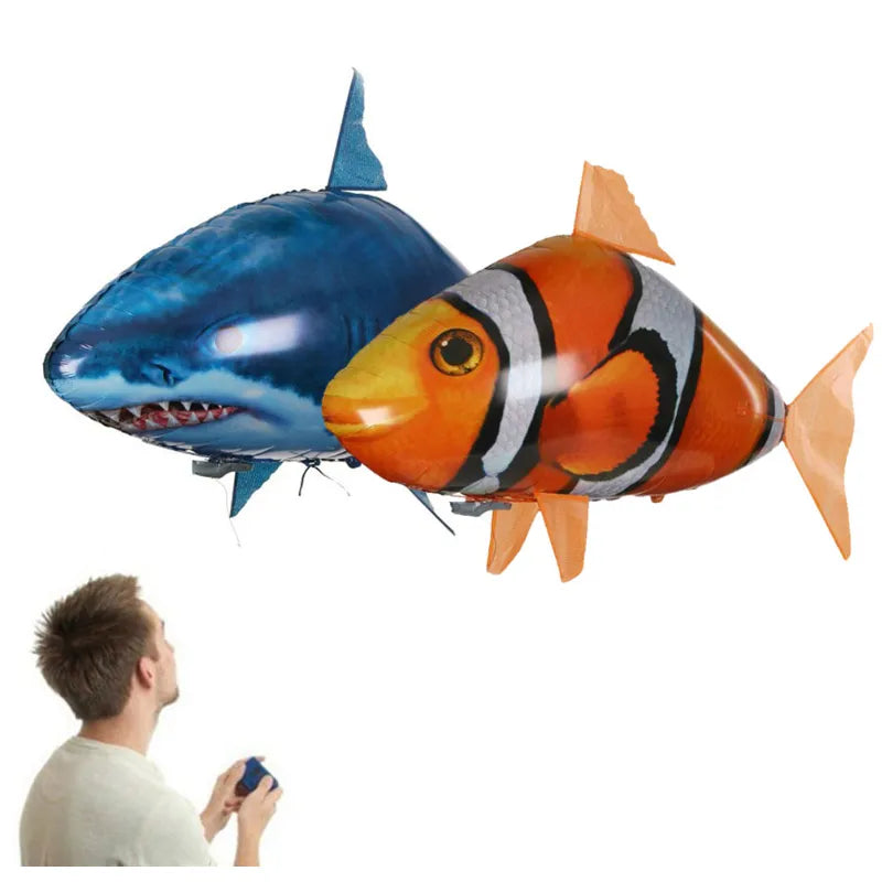 Remote Control Shark Toys Air Swimming RC Animal Infrared Fly Balloons Clown flying shark balloon Christmas Gifts Decoration