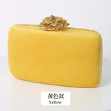 New Winter Velvet Clutch Bag  Diamond Flower Lock Elegant Evening Bag Luxury Designer Purse Wedding Chain Clutch