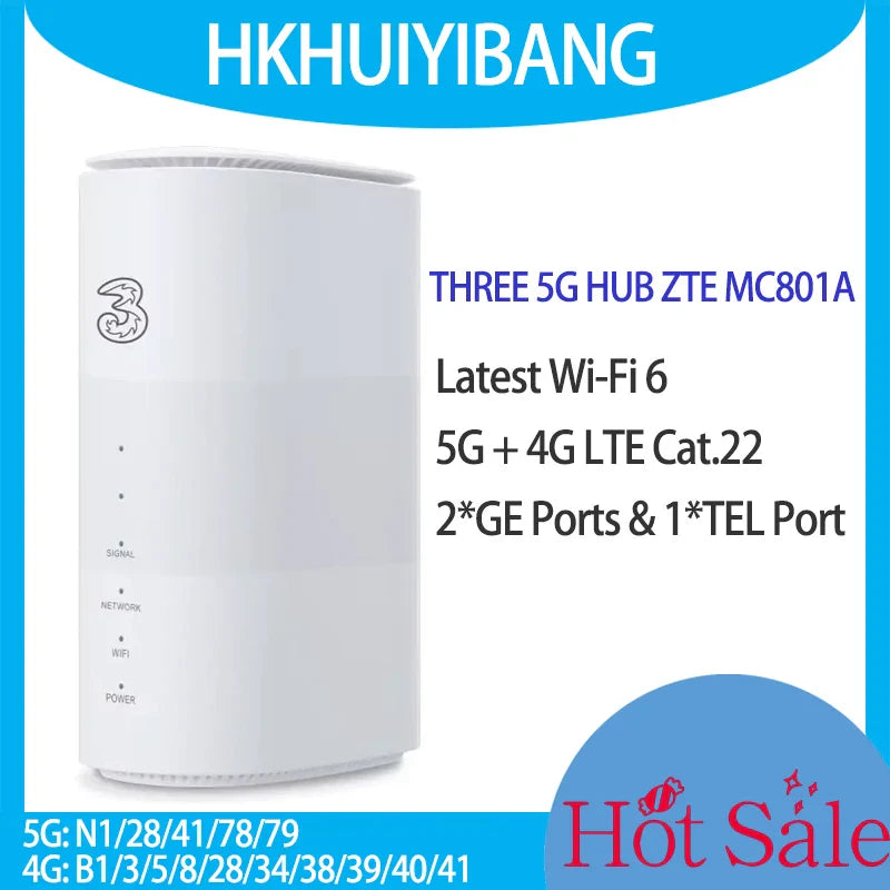 Unlocked ZTE MC801A WiFi 6 3.8Gbps 5G Wireless Router 4G LTE Cat22 Dual-Band Mobile Hotspot RJ11 5G Sim Card Gigabit Home Router