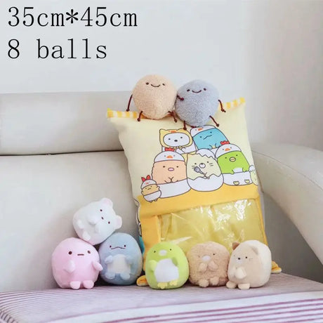 New Kawaii Animal Balls Pudding Candy Bag Pillow Plush Stuffed Mini Doll of Donut Boba Milk Tea Bat Newt Cat Nap Plushie