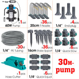 Garden 60W Self-Priming Pump Timer Mistsing Irrigation Kit for Greenhouse 1/4”Hose Sprayer Nozzle Automatic Irrigation Equipment