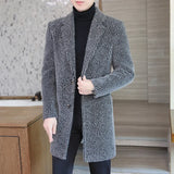 2023 High-end Feel Men Fashion Handsome All Woolen Coat Suit Collar Long Trench Coat Woolen Coat Thick Casual  Winter Jacket Men