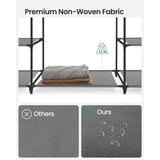 Closet Wardrobe, 64.5-inch Portable Closet for Bedroom, 3 Clothes Rail Clothes Rail with Fabric Cover, Clothes Storage Organizer