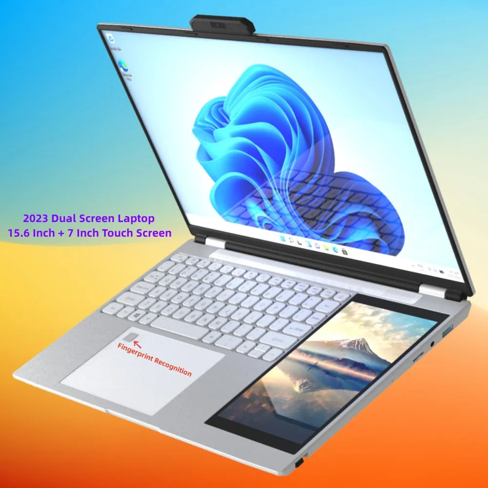 New Arrivals Dual Screen Laptop INTEL N5105 N95 16G DDR4 - 1TB SSD 15.6" IPS 2K Screen+7" Touch LCD  PC Portable Notebook