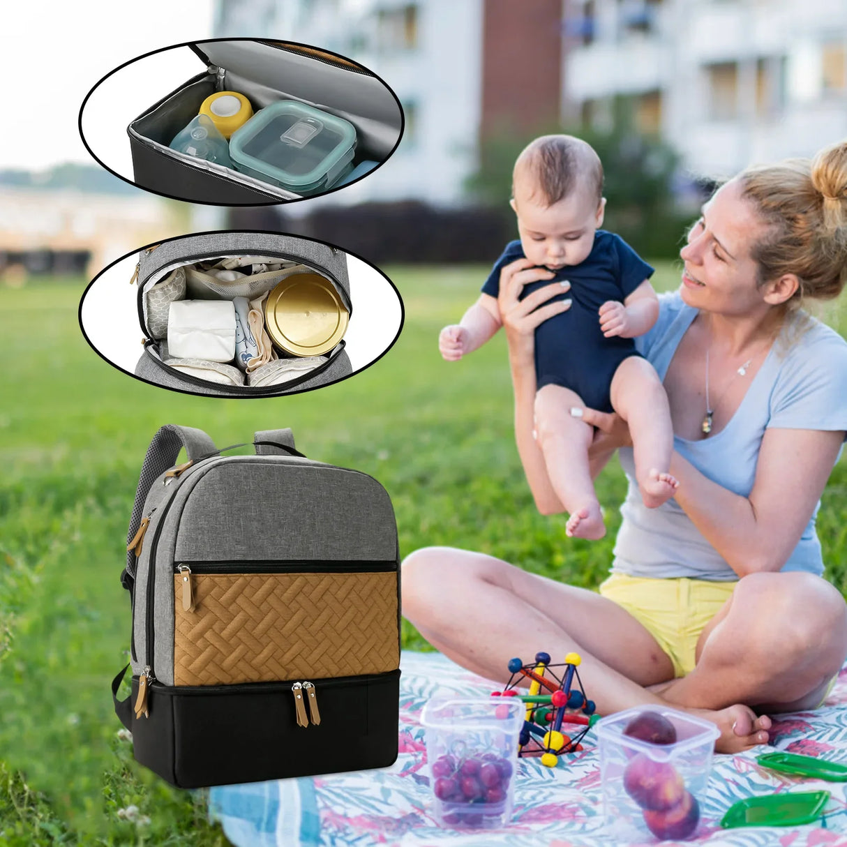 Baby Diaper Bag Heat PreservationTravel Back Pack Carrier For Baby Travel Gear Large Multifunction Bag For Pockets For Wet Wipes